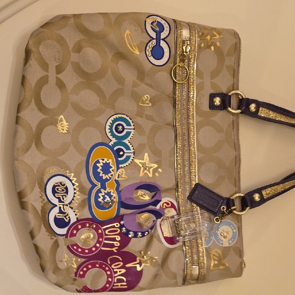 Coach Beige and Purple Graphic Tote - Picture 4 of 7